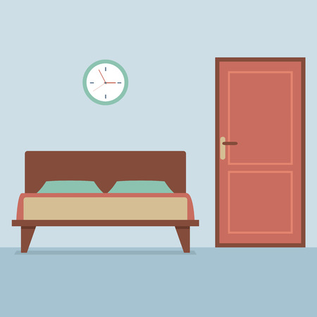 Flat Design Bedroom Interior Vector Illustrationのイラスト素材
