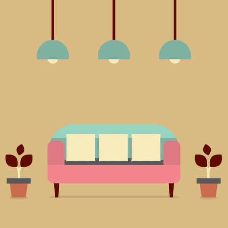 Flat Design Interior Vintage Sofaのイラスト素材