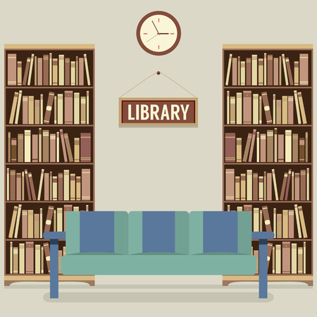 Empty Reading Seat In Library Vector Illustrationのイラスト素材