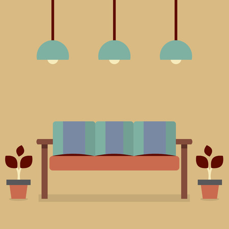 Flat Design Interior Vintage Sofaのイラスト素材