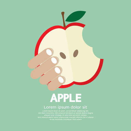 Bitten Apple In Hand Vector Illustrationのイラスト素材