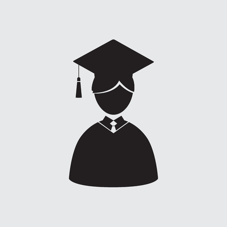 Students In Graduation Gown And Mortarboard Vector Illustrationのイラスト素材