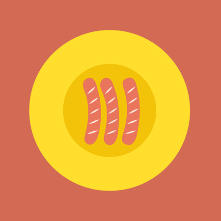 Top View of Sausages On Plate Vector Illustrationのイラスト素材
