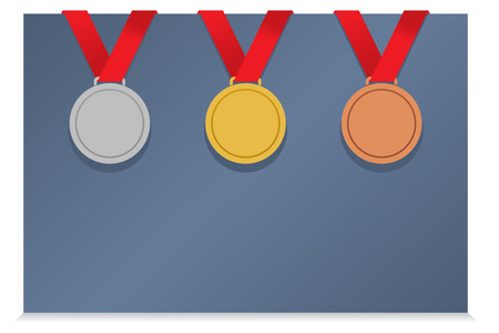Three Medals On Blank Card vector illustrationのイラスト素材