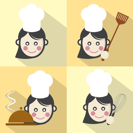 Flat Design Chef Icon With Long Shadow Effect Illustrationのイラスト素材