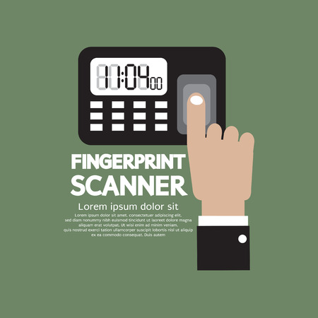 Finger On Fingerprint Scanner Device Vector Illustrationのイラスト素材