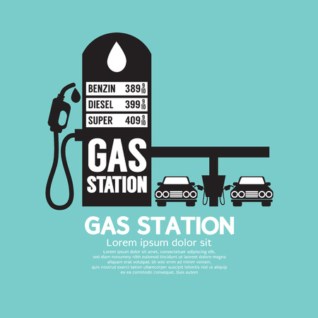 Gas Station Service Black Graphic Vector Illustrationのイラスト素材