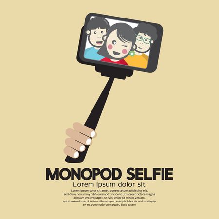 Monopod Selfie Self Portrait Tool For Smartphone Vector Illustrationのイラスト素材