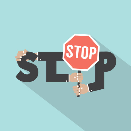 Stop Typography With Stop Signboard Design Vector Illustrationのイラスト素材
