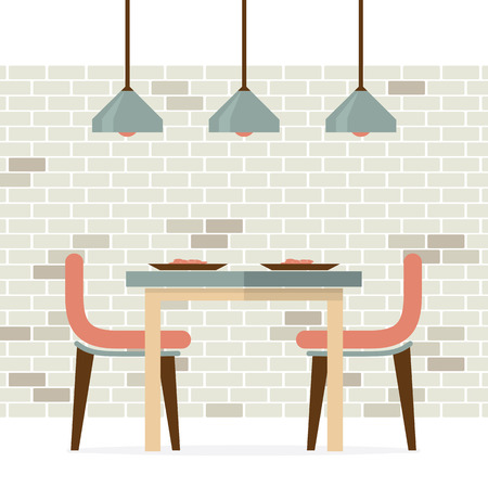 Flat Design Interior Dining Room Vector Illustrationのイラスト素材