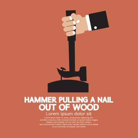 Hammer Pulling a Nail Out of Wood Vector Illustrationのイラスト素材