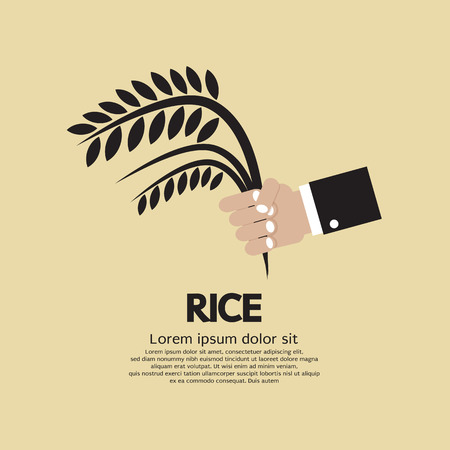 Flat Design Rice Ear In Hand Vector Illustrationのイラスト素材