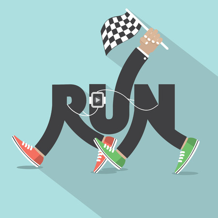 Run With Legs Typography Design Vector Illustrationのイラスト素材