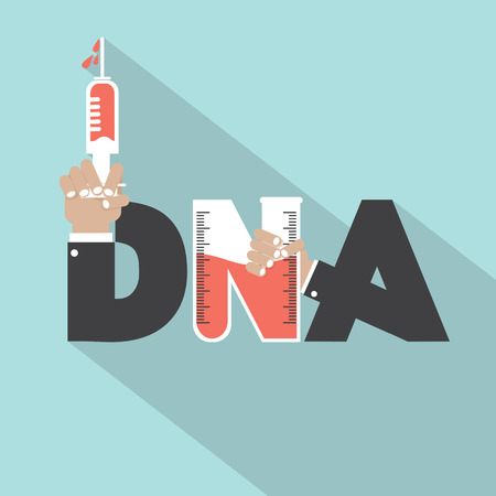 DNA With Syringe Typography Design Vector Illustrationのイラスト素材