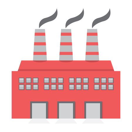 Single Factory Building Flat Design Vector Illustrationのイラスト素材