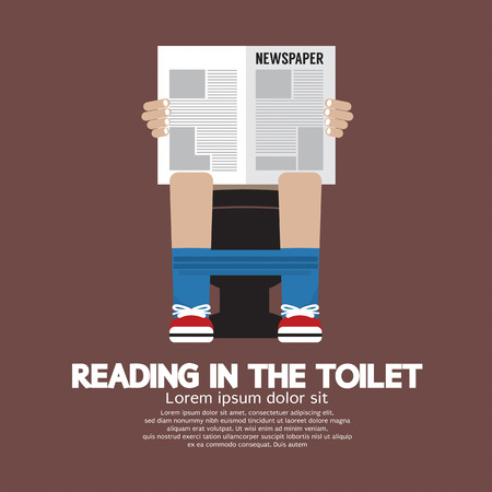 Reading in The Toilet Vector Illustrationのイラスト素材