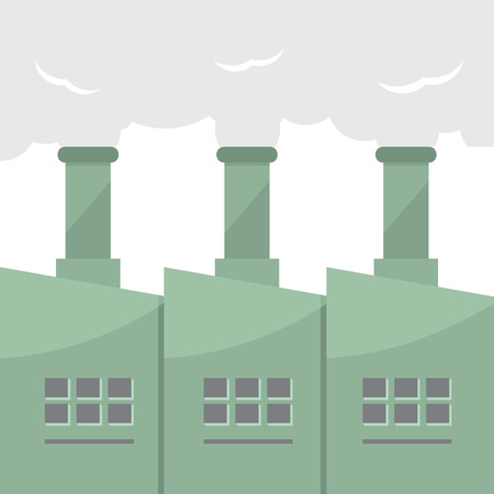 Factory Building With Smoke Stacks Vector Illustrationのイラスト素材