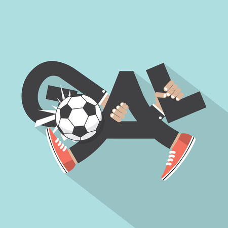 Football Goal With Hands And Legs Typography Design Vector Illustrationのイラスト素材