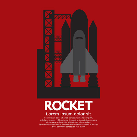 Single Rocket Taking Off On A Mission Vector Illustrationのイラスト素材
