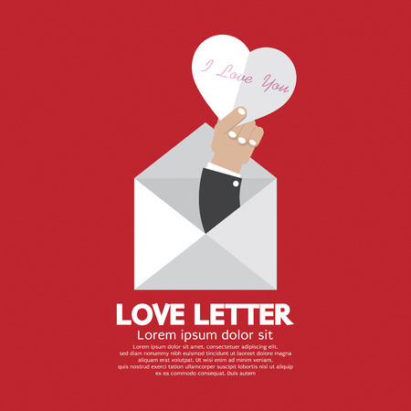 Heart In Hand Love Letter Concept Vector Illustrationのイラスト素材