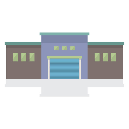 Single Factory Building On White Background Vector Illustrationのイラスト素材
