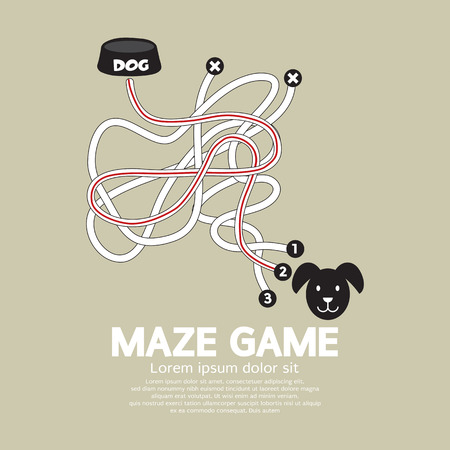 Maze Game With Dog And Bowl Vector Illustrationのイラスト素材