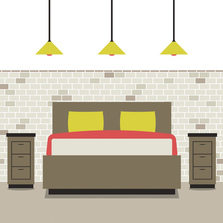 Modern Flat Design Bedroom Vector Illustrationのイラスト素材