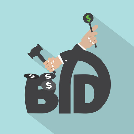 Auction Or Bid Typography Design Vector Illustrationのイラスト素材