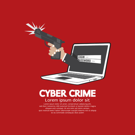 Gun In Hand Cyber Crime Concept Vector Illustrationのイラスト素材
