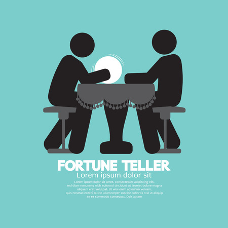 Black Symbol Fortune Teller With Crystal Ball Vector Illustrationのイラスト素材