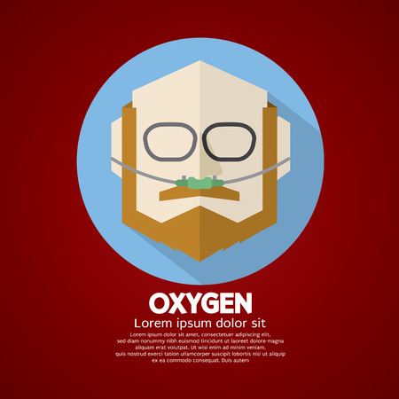 Elderly Patient With Respiratory Oxygen Nasal Catheter Vector Illustrationのイラスト素材
