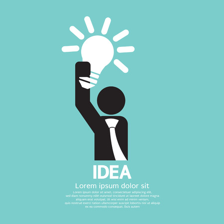 Businessman Holding A Light Bulb Idea Concept Vector Illustrationのイラスト素材