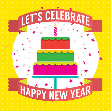 Happy New Year Cake Vector Illustrationのイラスト素材
