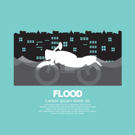 Motorcycle In A Flood Illustrationのイラスト素材