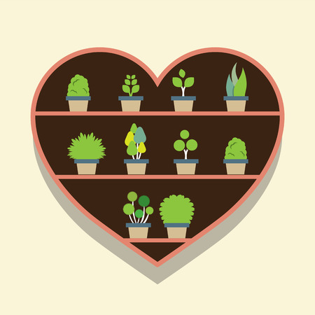 Flat Design Bookshelves On Wall Illustrationのイラスト素材