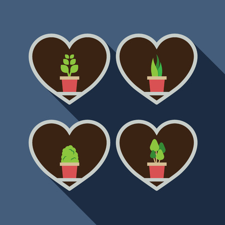 Set Of Pot Plat In The Boxes Vector Illustrationのイラスト素材