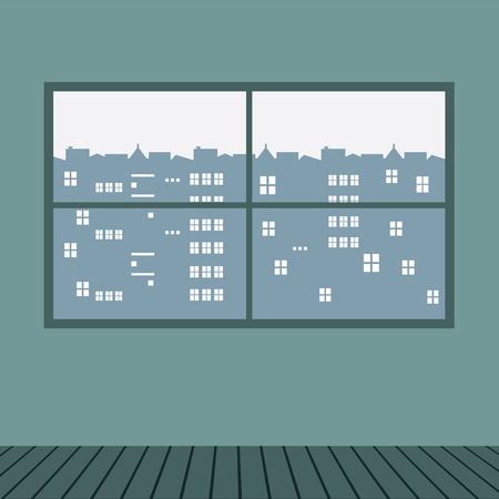 Wide Glass Window With Wooden Floor Illustrationのイラスト素材