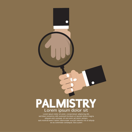 The Fortune Teller Using Magnifying Glass With Customer's Palmのイラスト素材