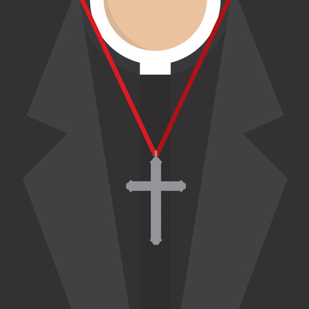 Cross Lanyard On On Priest's Neck Vector Illustrationのイラスト素材