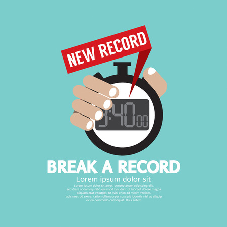 Break A Record Showing New Time Record On Stopwatchのイラスト素材