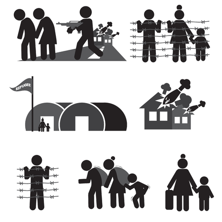 Refugee Icon Set Vector Illustrationのイラスト素材