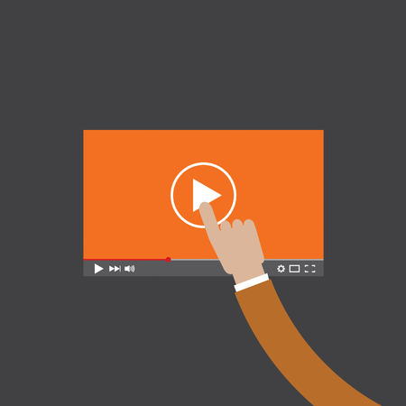 Hand Touch On Video Player Vector Illustrationのイラスト素材