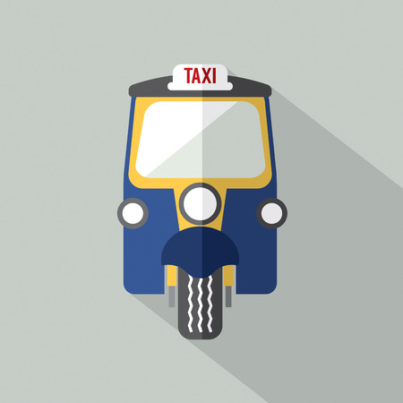 Three Wheelers Taxi Front View Vector Illustrationのイラスト素材
