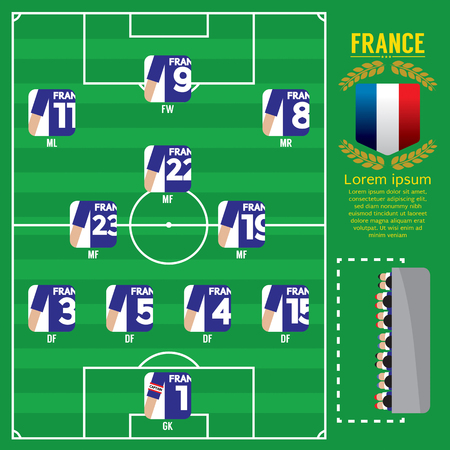 France Football Team Strategy Formation Vector Illustrationのイラスト素材