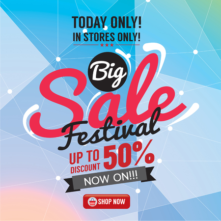 Big Sale 50 Percent Banner Vector Illustrationのイラスト素材