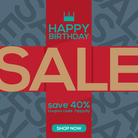 Happy Birthday Sale Banner Vector Illustrationのイラスト素材