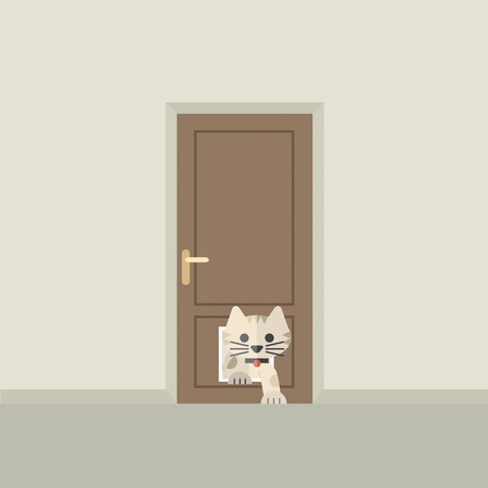 Cat Passing Through The Door For Cat Vector Illustrationのイラスト素材