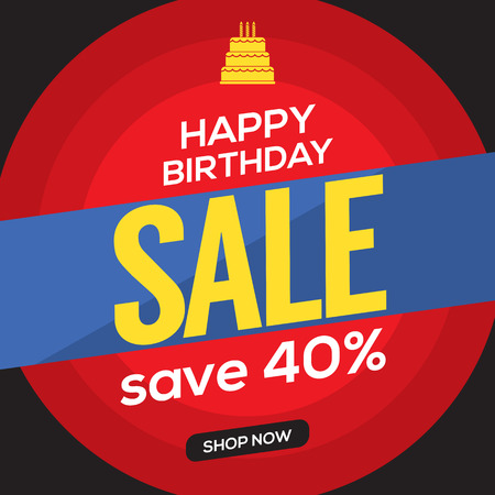 Happy Birthday Sale Banner Vector Illustrationのイラスト素材