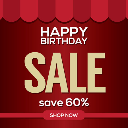 Happy Birthday Sale Banner Vector Illustrationのイラスト素材