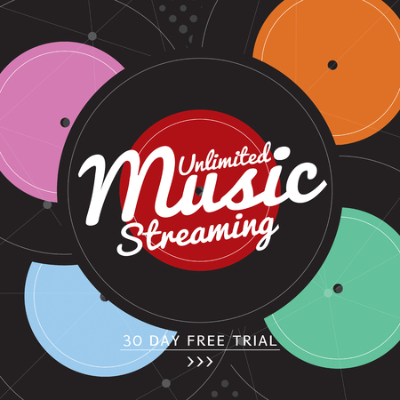 Unlimited Music Streaming Vector Illustrationのイラスト素材